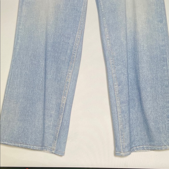 MIRAGE DENIM PRINTED FRENCH TERRY WIDE LEG PANTS Light Blue Women's. - Picture 3 of 9